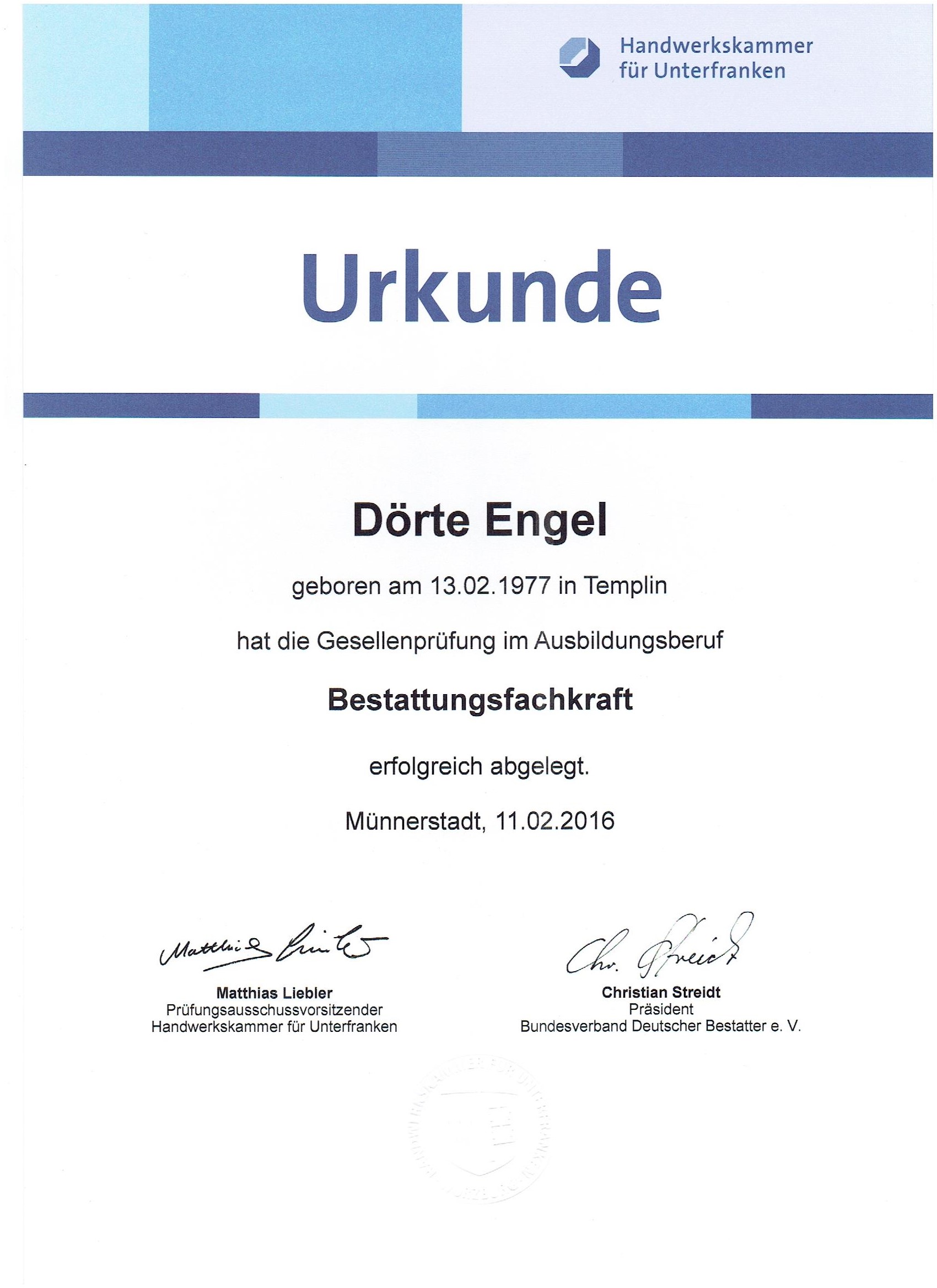 Dörte Engel - Gesellenbrief